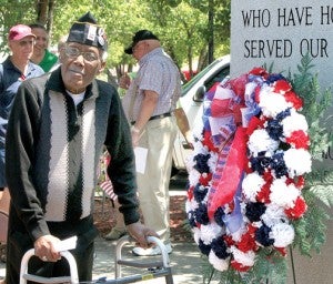 William Bazemore, 86, was the oldest Legionnaire attending Monday’s Memorial Day ceremony in Ahoskie. Staff Photo by Gene Motley