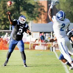 In his last outing vs. the University of West Florida, Chowan junior quarterback Randall Dixon threw for a school record 399 yards in a 35-28 win. | Next Level Photos / Charles Revelle
