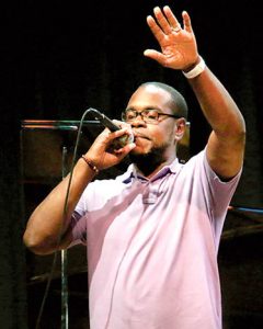 Rev. Jonathan E. L. Brooks engaged his audience at Chowan University with original rap songs and sincere stories during their fall Heritage Lecture series. | Contributed Photo